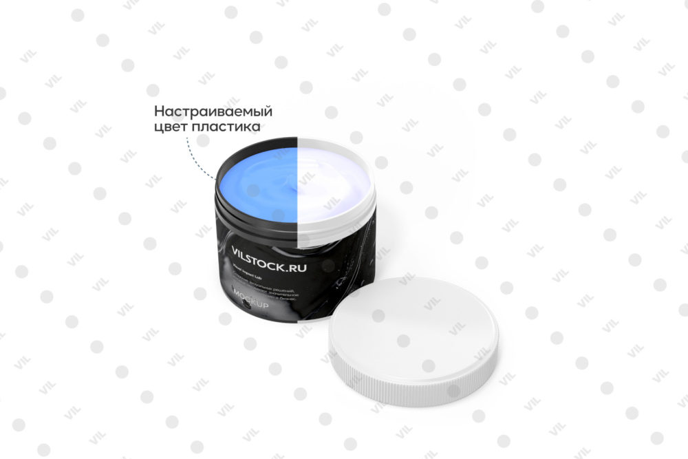 Мокап банки для косметики с открытой крышкой и кремом