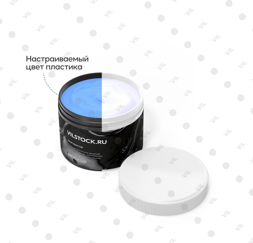 Мокап банки для косметики с открытой крышкой и кремом
