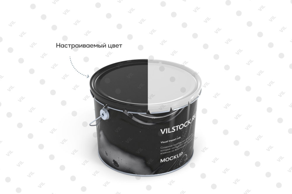 PSD мокап малого металлического ведра с крышкой корона (top)