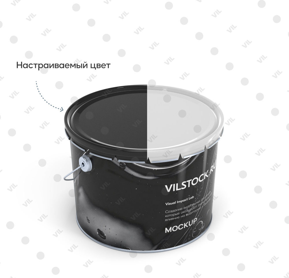 PSD мокап малого металлического ведра с крышкой корона (top)