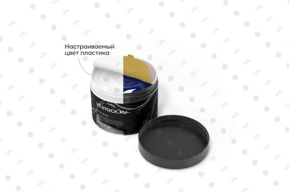 Мокап банки для косметики с открытой крышкой и мембраной