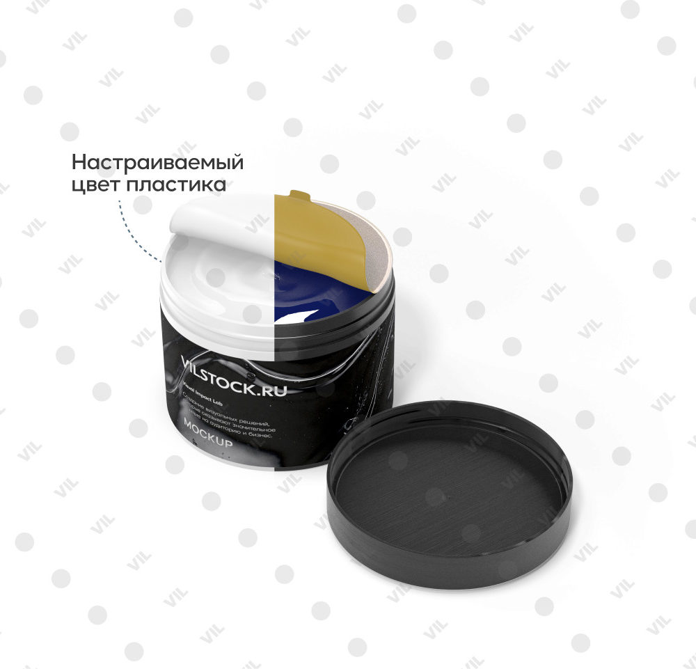 Мокап банки для косметики с открытой крышкой и мембраной