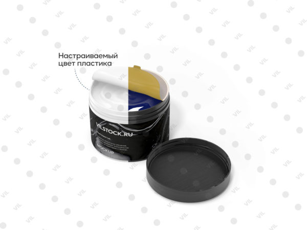 Мокап банки для косметики с открытой крышкой и мембраной