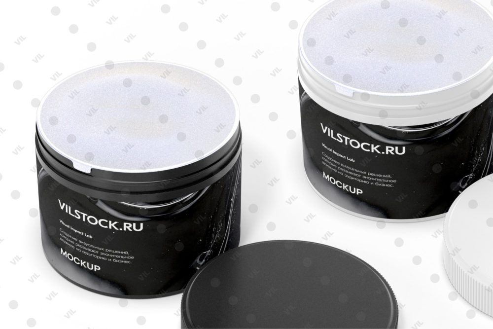 Мокап банки для косметики с рифленой крышкой и мембраной