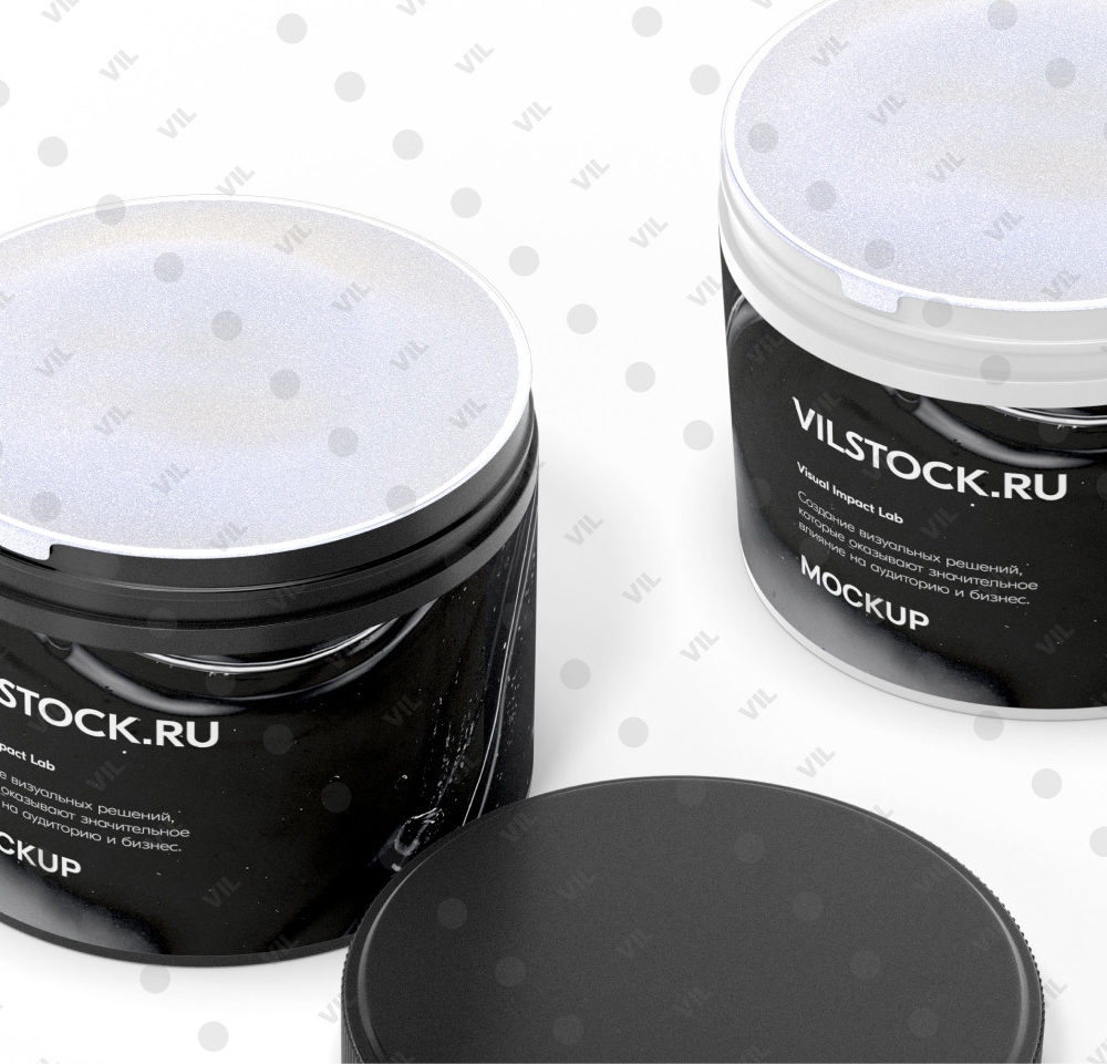 Мокап банки для косметики с рифленой крышкой и мембраной