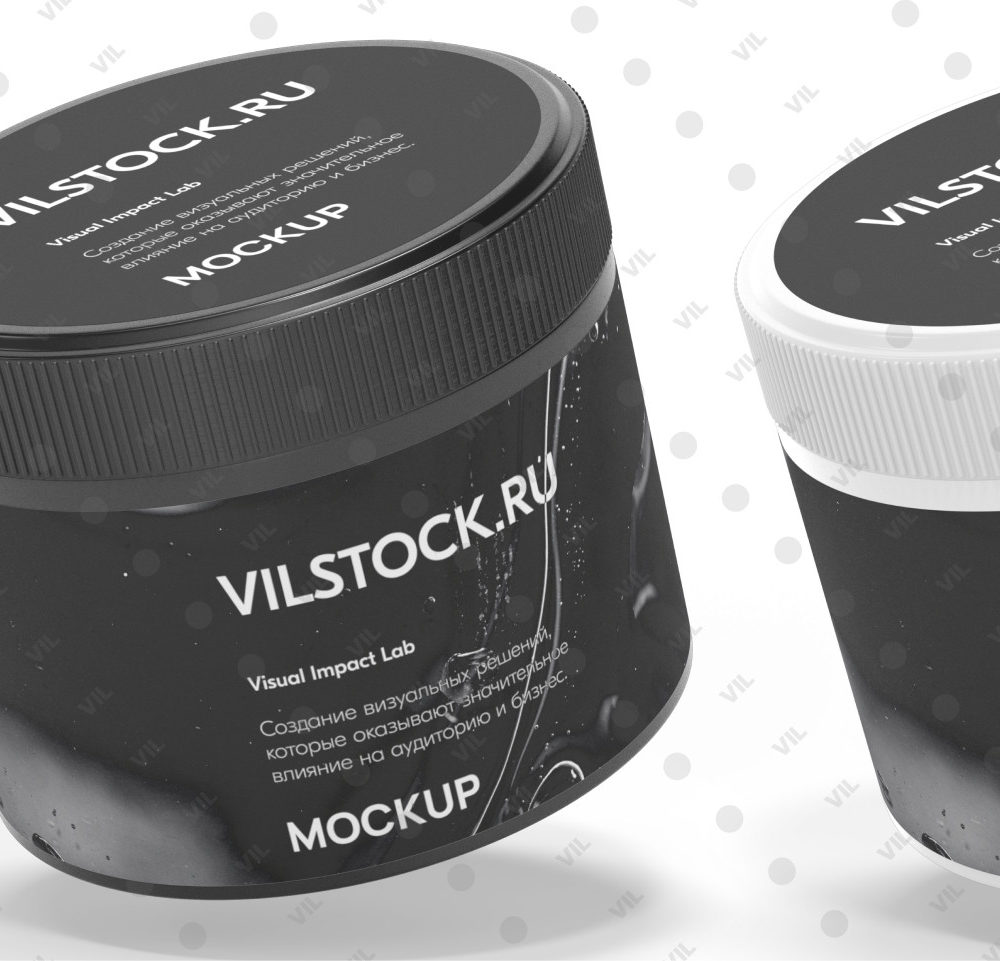 Мокап банки для косметики с рифленой крышкой (fly)