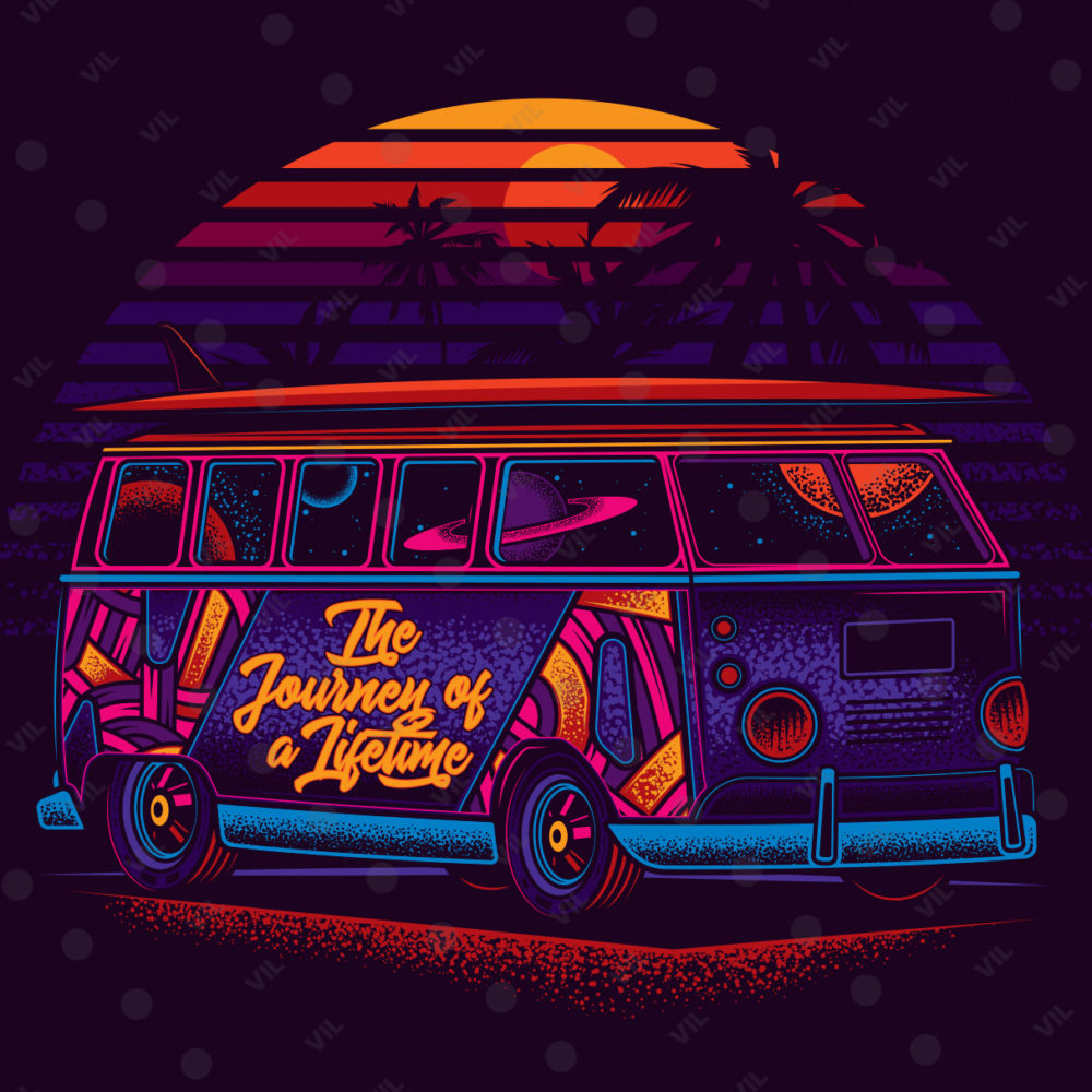 Неоновый фургон Volkswagen T1
