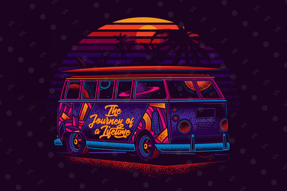 Неоновый фургон Volkswagen T1