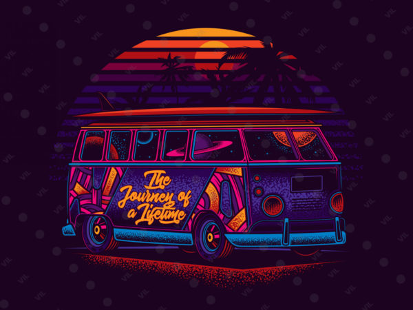 Неоновый фургон Volkswagen T1